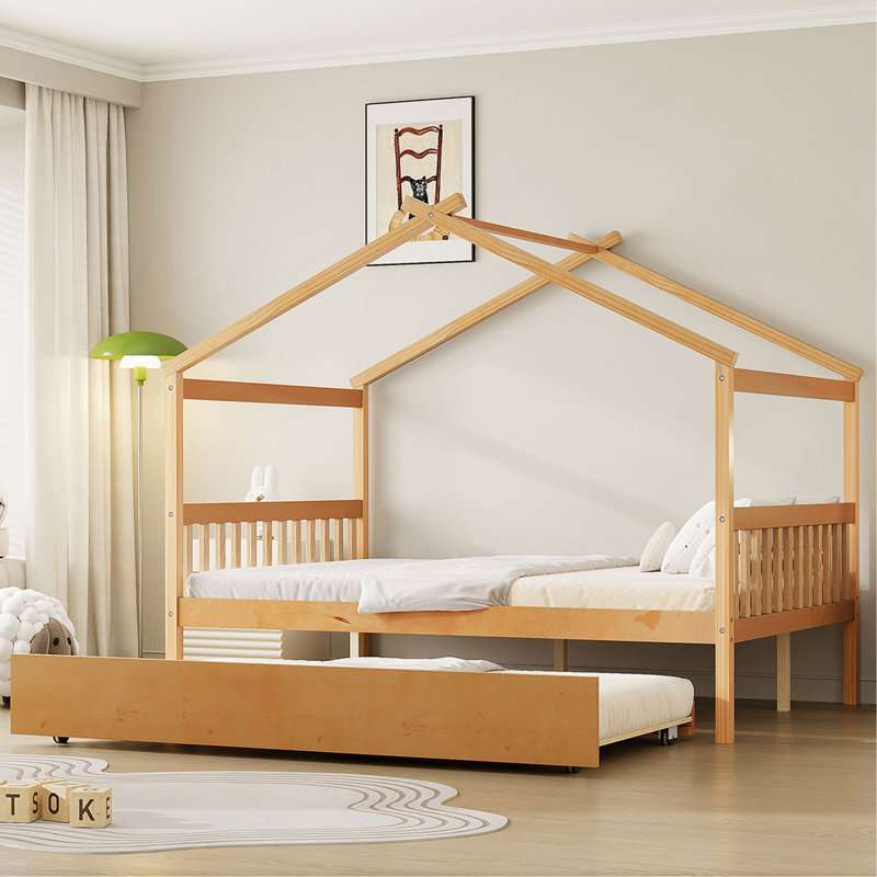 Lit en bois avec couchette, Naturel