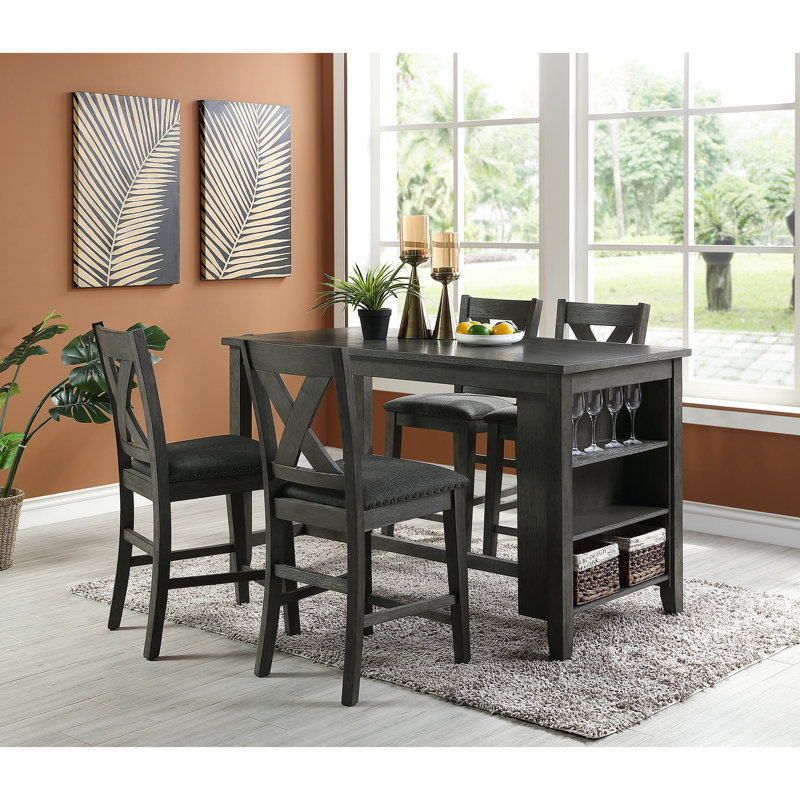 2 chaises de salle à manger grises à hauteur de comptoir, dossier en X avec assise coussinée, chaise en bois massif pour chaises modernes, hauteur, gris, dossier, assise relaxante 2