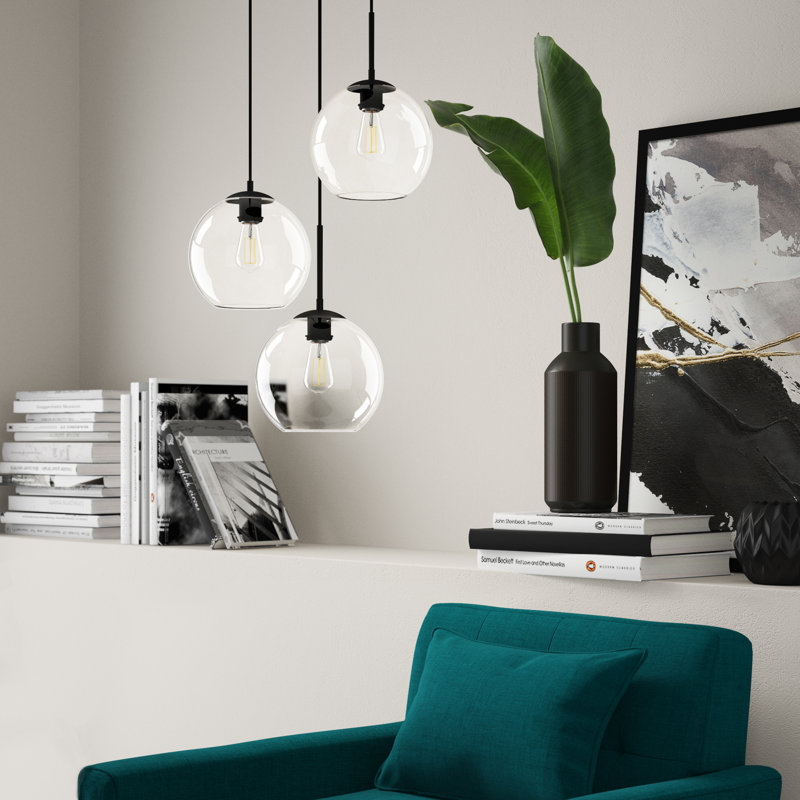 Snead 3 - Light Cluster Pendant, Clear, Black, 87" H x 18.1" W x 18.1" D