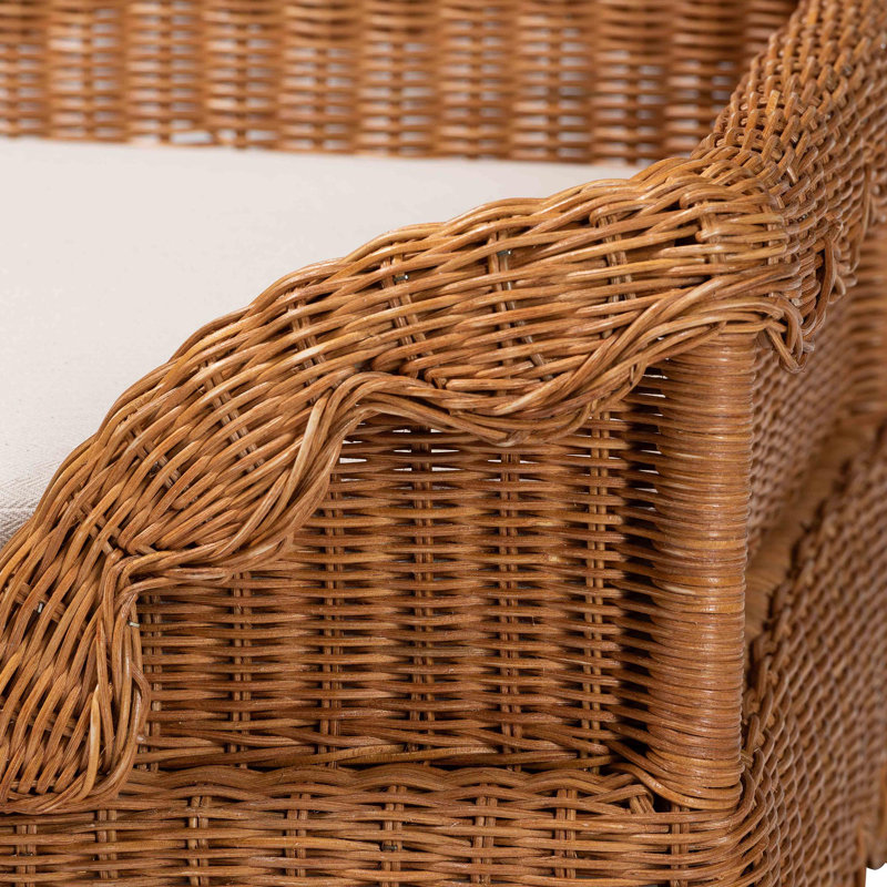 Lit de repos en rotin naturel Bali & Pari Papina avec côtés festonnés - 31,5 po, Moyen (H 13,8 po x l 31,5 po x P 23,6 po)