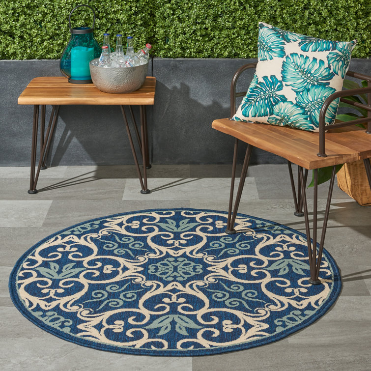 Machine-Woven Stain Resistant Floral Area Rug
