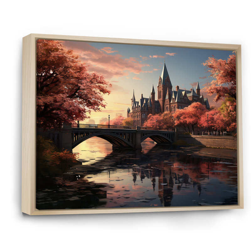 «College On Pond Memories» sur toile, H 30 po x l 40 po x P 1,5 po, Cadre naturel flottant