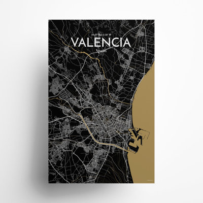 Valencia, carte de la ville, impression