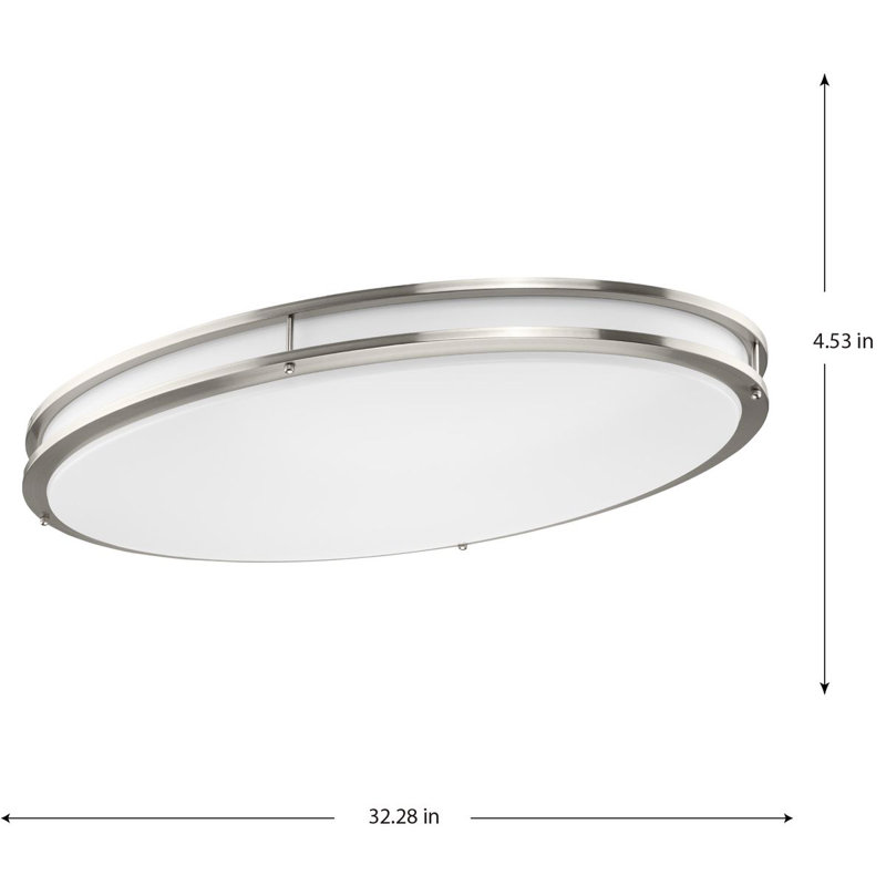 Plafonnier encastré 5 lumières, Nickel brossé, H 4,53 po x l 18,1 po x P 32,28 po