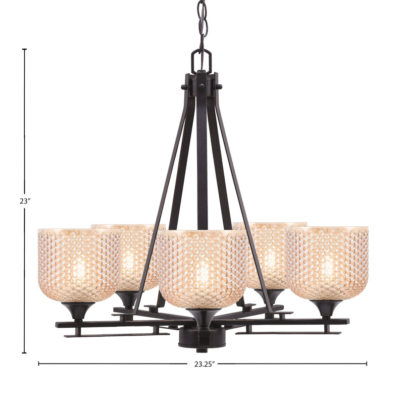 Lustre droit 5 lumières Robert, 23" H x 23.25" W x 23.25" D