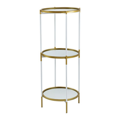 D16x39.5" 3-tier Luxury White Side Table