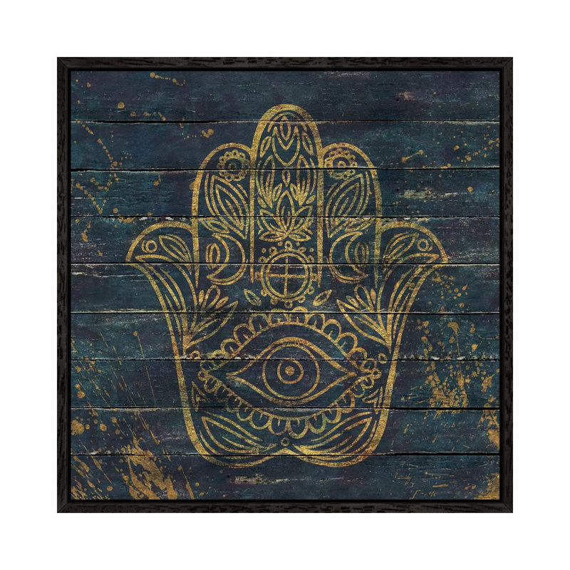 Hamsa 1 Piece Wall Art on Canvas, 93.98 cm H x 93.98 cm W, Black Floater Framed