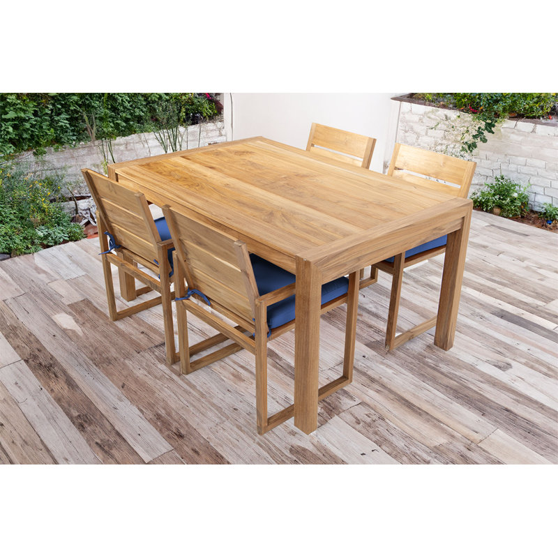 Kortnie 5 - Piece Solid Wood Dining Set, Camel