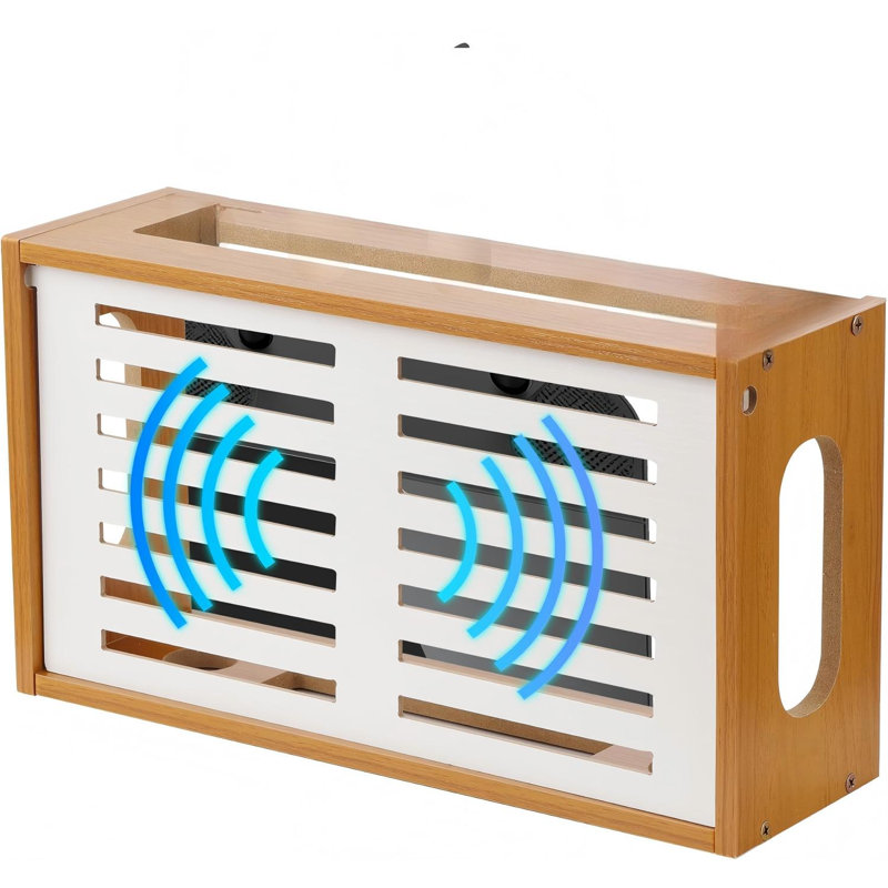 Router Shelf Wall Mount, Wifi Router Box Hider & Modem Storage Box With Cable Holes，Cable Management Organizer For Router, Modem, Power Strip, Brown