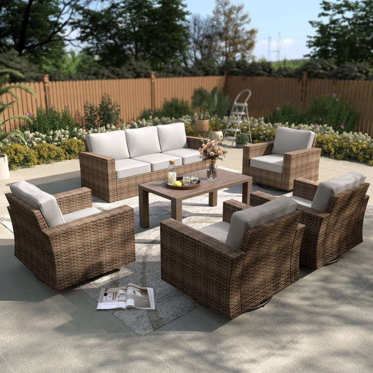 7- Person Outdoor Wicker Patio Conversation Furniture Set