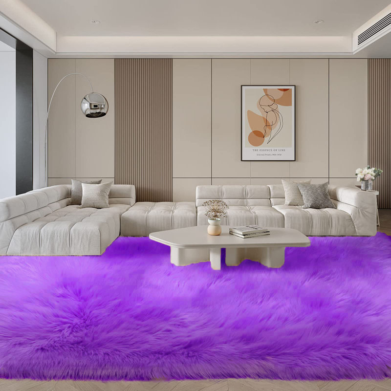 Tapis en faux mouton avec envers antidérapant Macmahon, Rectangle 8 pi x 10 pi