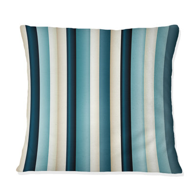 Harmonie de lignes rayées bleues et beiges - Récif de corail abstrait multicolore azur - Coussin décoratif