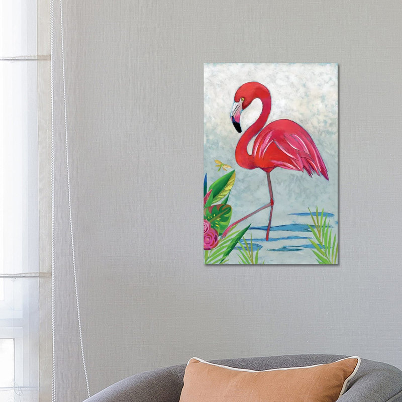 Vivid Flamingo I - Wrapped Canvas Painting, 66.04cm H x 45.72cm W x 1.91cm D
