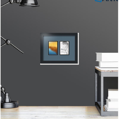 Satin Black Matte Picture Frame with Mat