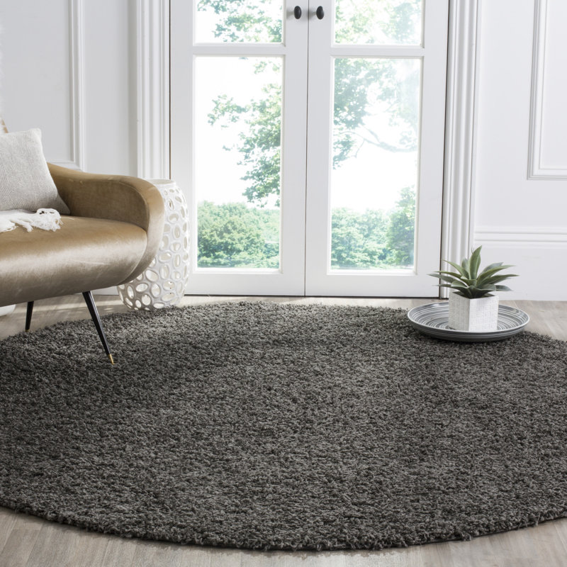 Tapis gris foncé Amoroso, Rond 6 pi 7 po
