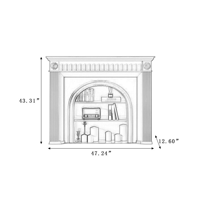 Foyer électrique vert en bois manufacturé, H 43,31 po x l 47,24 po x P 12,6 po