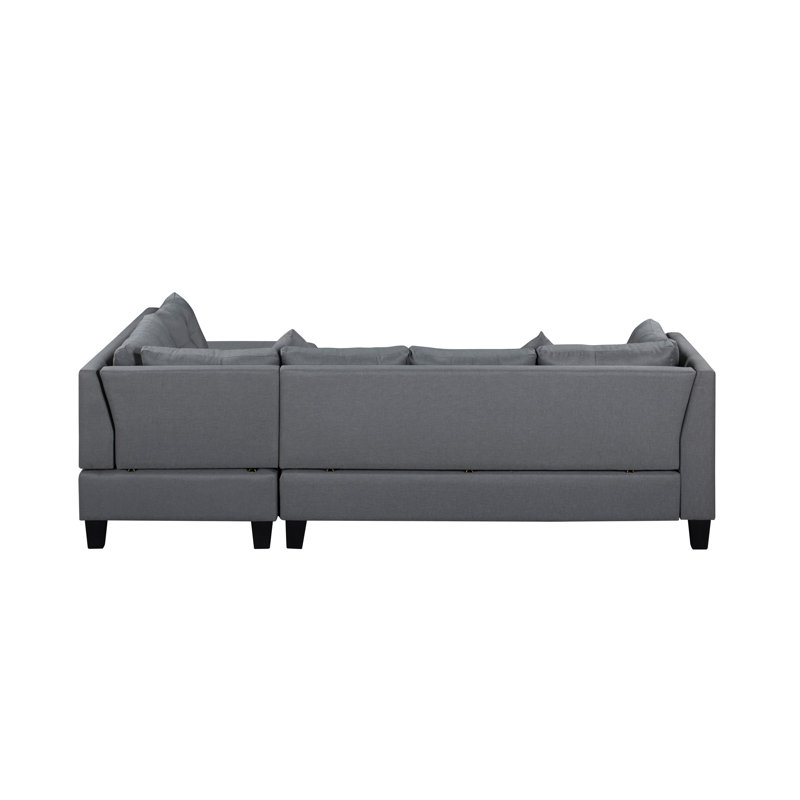 104.5" Upholstered Sofa,Chaise & Ottoman , Gray