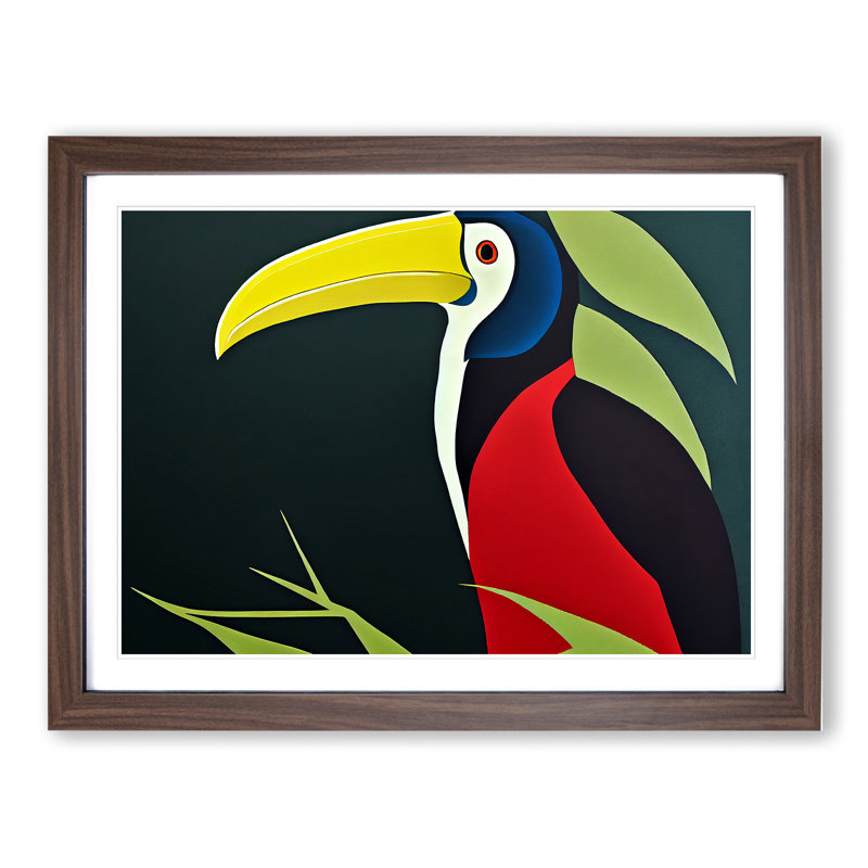 Showstopping Toucan Bird Abstract - Framed Print, Walnut
