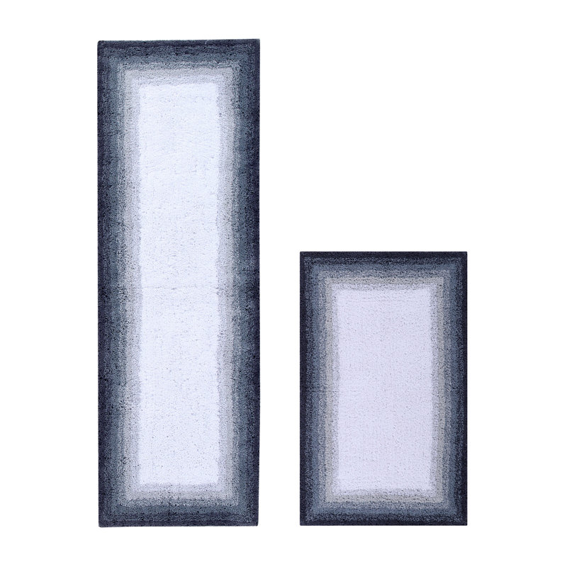 Ensemble de tapis pour salle de bain 2 pièces 100% coton 1615 g / m² Torrent, 2 pièces (21 po x 34 po | 20 po x 60 po), Gris