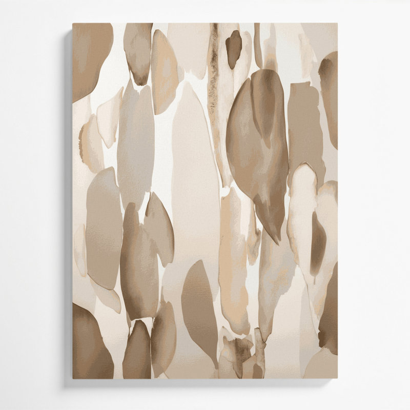 Abstrait aquarelle 3, art mural beige sur toile, H 24 po x l 20 po