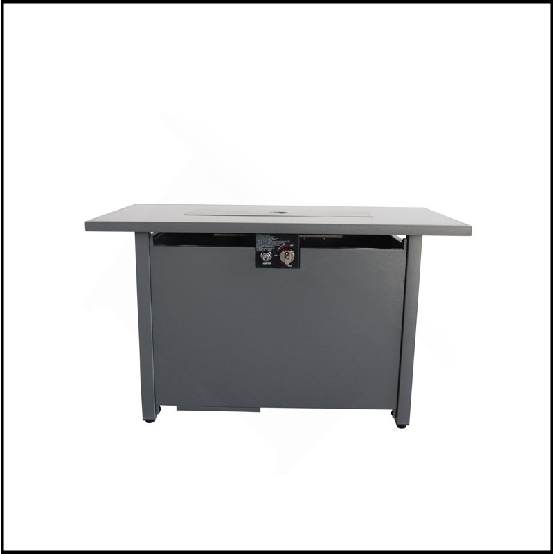 25'' H X 42'' W Steel Outdoor Fire Pit Table With Lid
