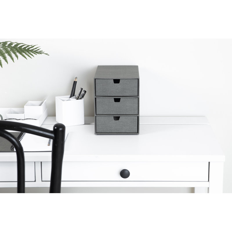 Ingrid 9.9" Grey Fiberboard Stackable Desk Organizer