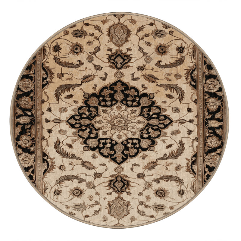 Machine Washable Persian Brown Area Rug, Round 4'