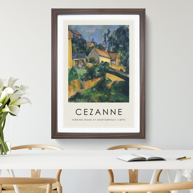 Turning Road at Montgeroult by Paul Cezanne - Picture Frame Painting, Walnut Framed, 65cm H x 48cm W x 2cm D