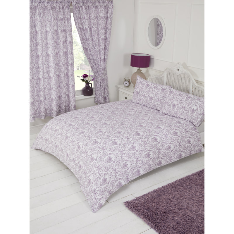 ANNETTE Mariano Pencil Pleat Semi Sheer Curtains, Plum