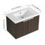 Meuble-lavabo 30 po avec lavabo en résine et portes à fermeture douce, armoire en contreplaqué à rayures brun argenté