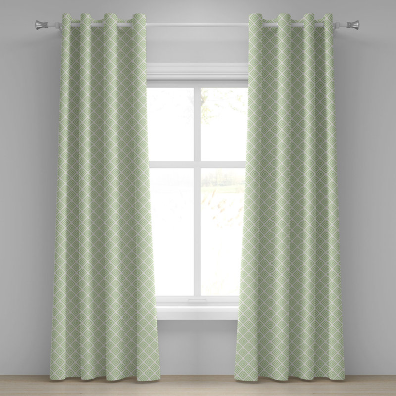 Rideau de fenêtre décoratif à 2 panneaux avec œillets Dakota Fields, 50 po x 54 po, vert lime et blanc, L 50 po x L 108 po