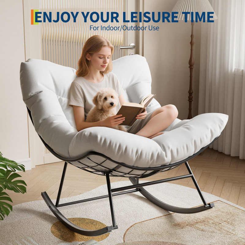 Chaise berçante d'extérieur Papasan, Blanc