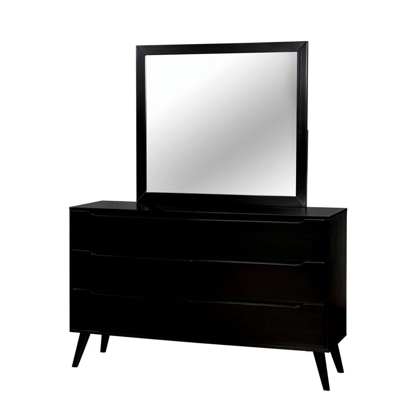 Commode double 6 tiroirs avec Miroir chilhowee, Noir