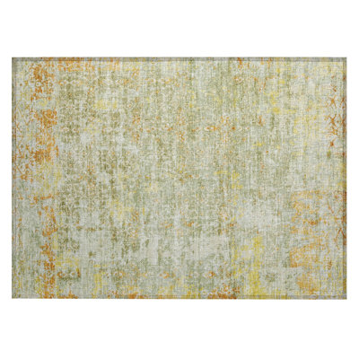Machine Washable Indoor/Outdoor Xhevrie Sage Rug