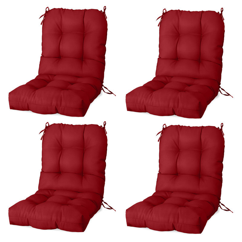 Coussins de siège / dossier intérieurs / extérieurs avec sangles, Rouge