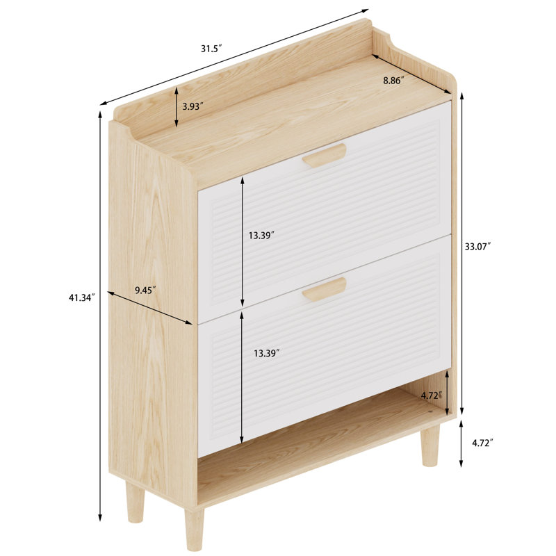 Space-saving Mdf Nordic Shoe Cabinet For Entryways - Stylish Design With Solid Wood, Ideal For Organized Storage