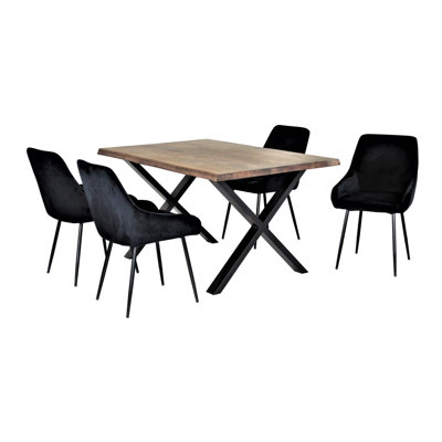Oak Dining Table with Iron Base