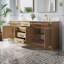Meuble-lavabo autoportant en bois massif l 80 po x H 35 po avec comptoir en marbre de culture blanc et double lavabo en céramique, chêne-161948420-161948418