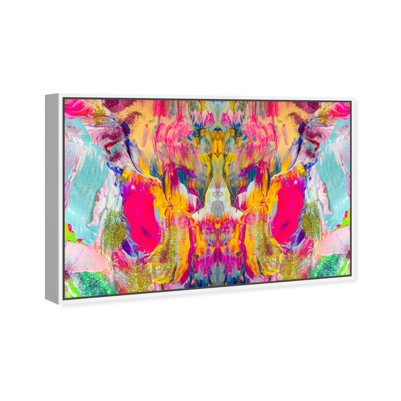 Symétrie - peinture sur toile à cadre flottant, H 10 po x l 15 po, Cadre flottant blanc