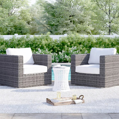 Fauteuils d'extérieur avec coussins (de 2), structure antirouille, conception à accoudoirs plats, housses lavables à la machine, idéal pour 2 coussins de jardin, structure résistante aux intempéries, pieds à blocs subtils, pour vous détendre