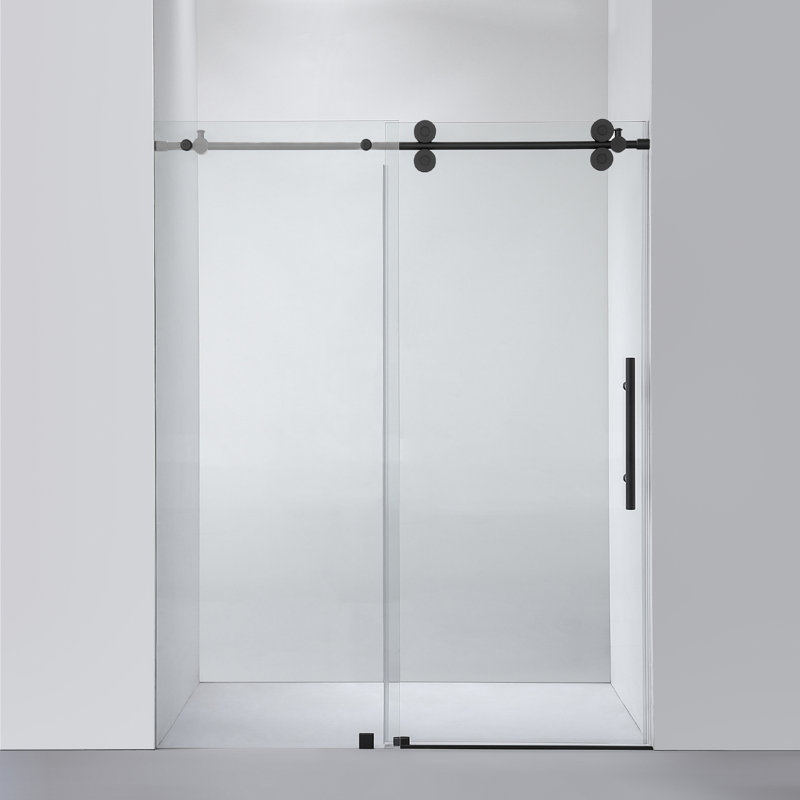 Vinnova Villena 60" Matte Black Frameless Sliding Shower Door