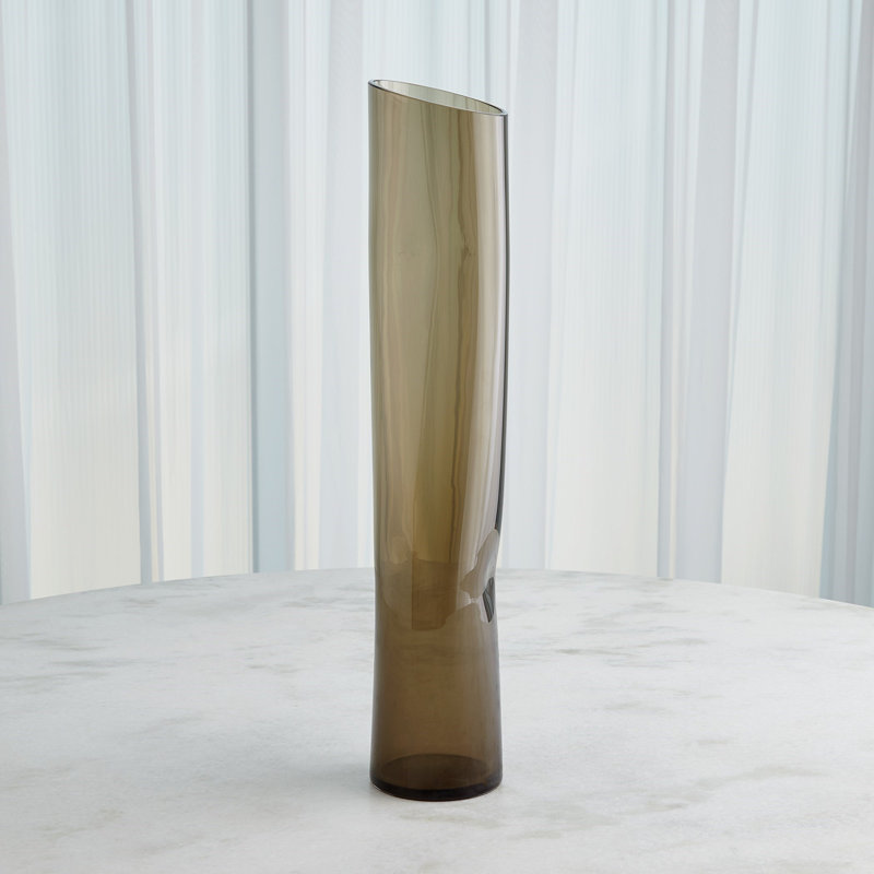 Dimple Handmade Glass Table Vase, 25" H x 5" W x 4.75" D, Brown