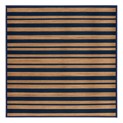 Machine Washable Horizontal Stripes Blue Area Rug