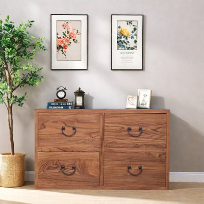 Solid Elm Wood Console Cabinet