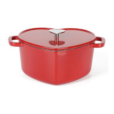 Martha Stewart Heart Shape 2 QT Enamel Cast Iron Dutch Oven - Pink
