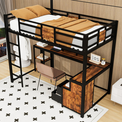 Loft Bed with Desk and Storage Drawers