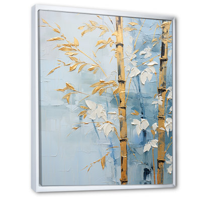 «Blue and Golden Minimalisme Bamboo II», reproduction sur toile