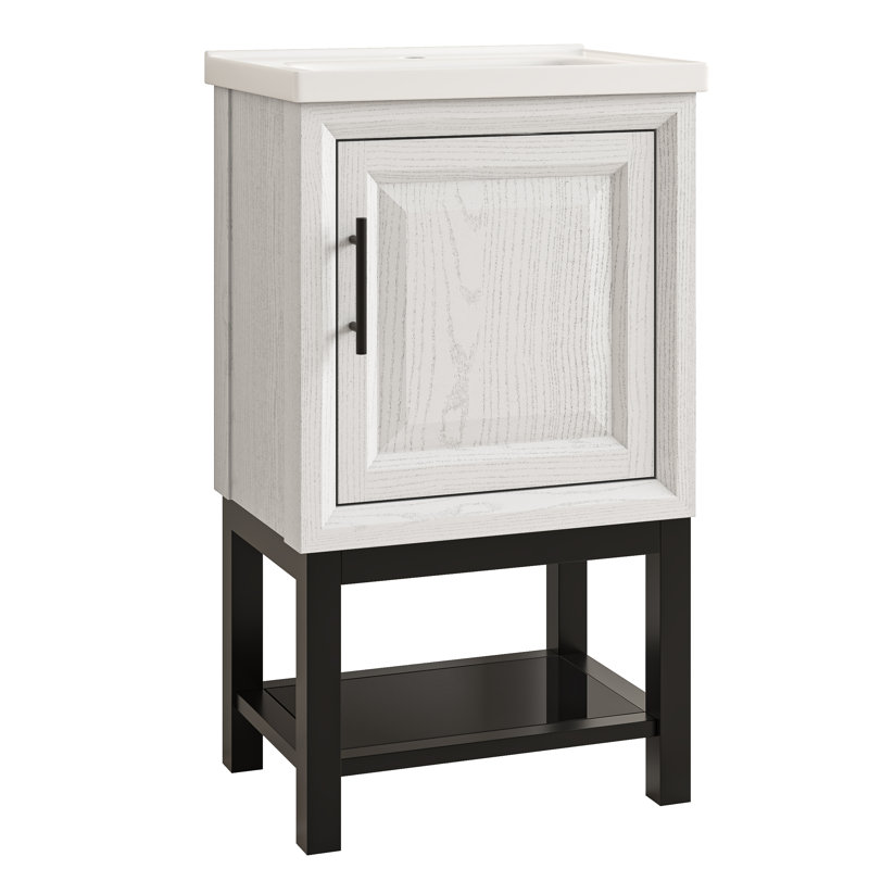 Festival 20" Single Bathroom Vanity with Ceramic Top, White, Black