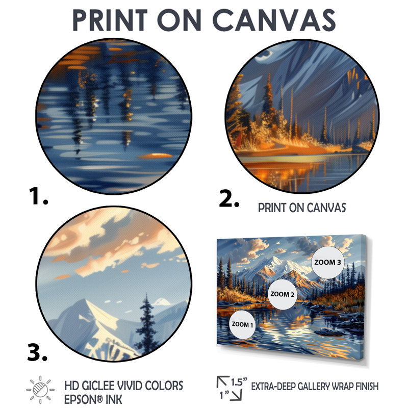 Alaska Denali National Park Autumn River II - Alaska, art mural, Toile avec cadre flottant brun, H 28 po x l 60 po x P 1,5 po