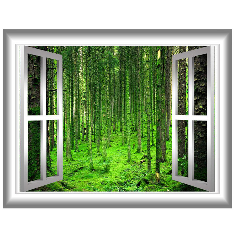 Décalcomanie murale asl’y de forêt 3d, H 36 po x l 46 po x P 0,01 po